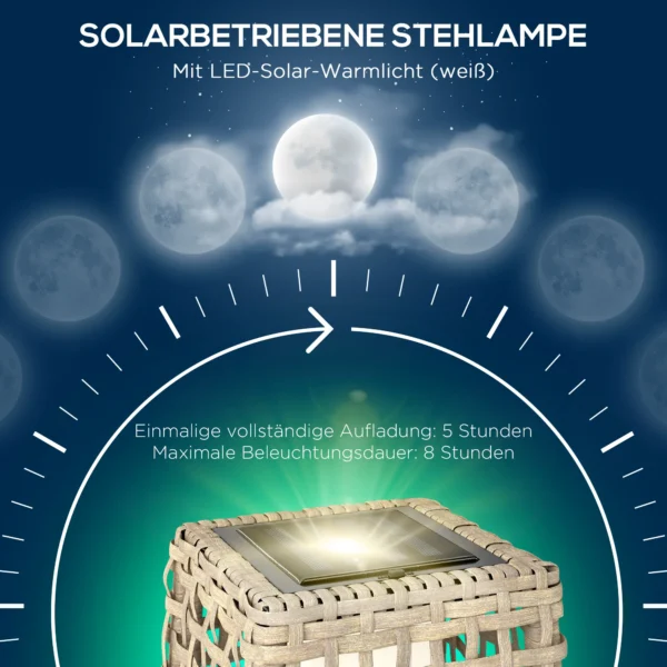 Zonne energie Staande Lamp Rattan Solarlampen Met Lichtsensor Automatische LED Solarlicht In Boho Stijl IP44 Waterdicht