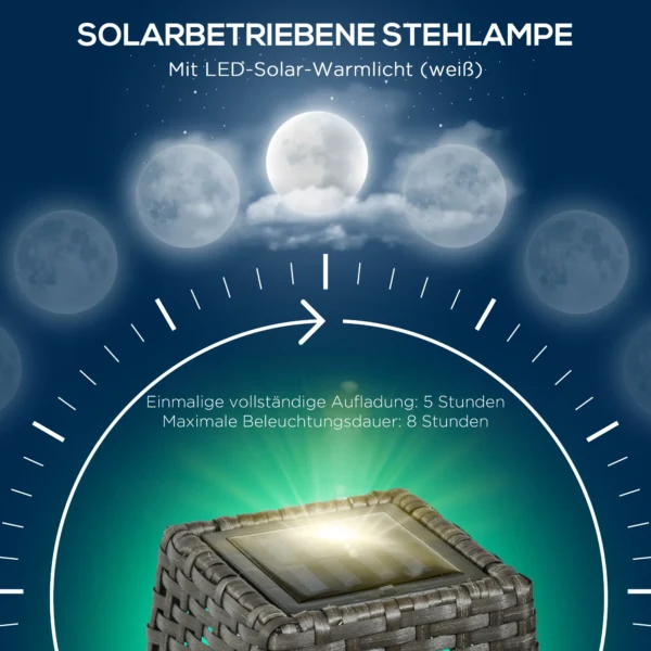 Zonne energie Staande Lamp Rattan Solarlampen Met Lichtsensor Automatische LED Solarlicht In Boho stijl IP44 Waterdicht