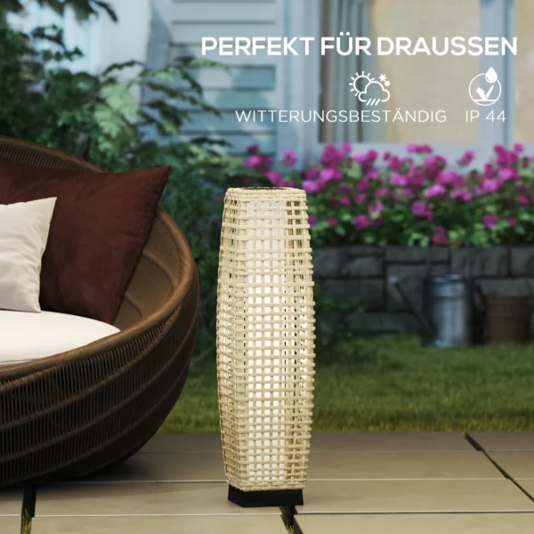 Zonne energie Staande Lamp Rattan Solarlampen Met Lichtsensor Automatische LED Solarlicht In Boho Stijl IP44 Waterdicht