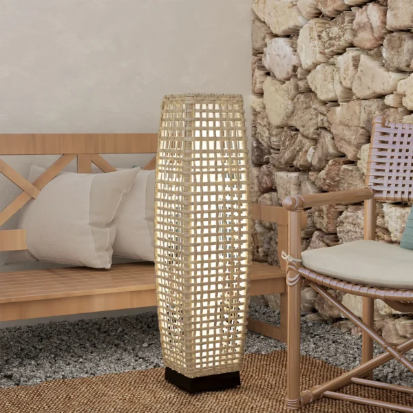 Zonne energie Staande Lamp Rattan Solarlampen Met Lichtsensor Automatische LED Solarlicht In Boho Stijl IP44 Waterdicht