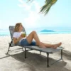Zonneligstoel, Inklapbaar, Ademende Hoes, Metalen Frame, 189 X 58 X 30 Cm, Lichtgrijs