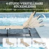 Zonneligstoel Met Gezichtsgat & Kussen, Opvouwbaar, Waterafstotende Hoes, Metalen Frame, Beige