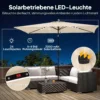 Zonnescherm LED Solar Ca. 300 X 200 Cm Kantelbaar Balkonscherm Met Zwengel Beschermhoes, UV Bescherming, Draaibaar Crèmewit