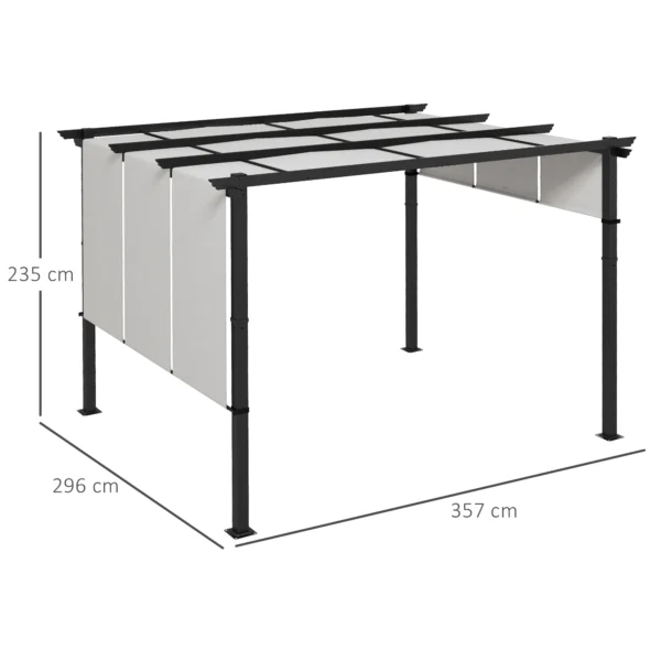Zonwering Luifel. Pergola, Weerbestendig, Incl. Bevestigingsmateriaal, 3 X 3,5 M, Donkergrijs