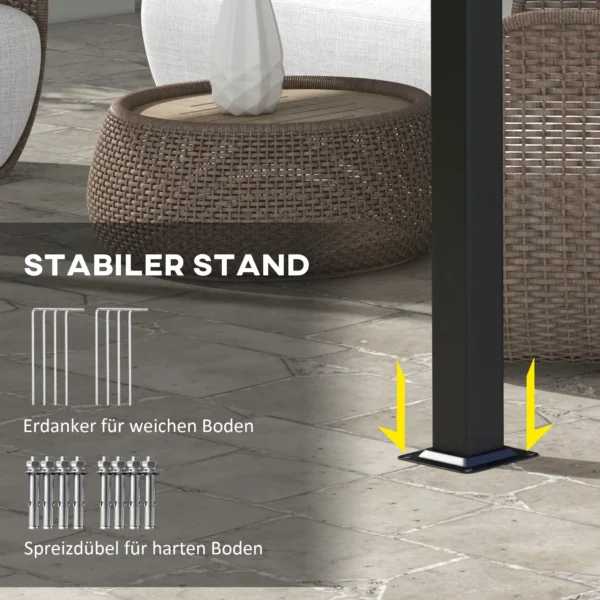 Zonwering Luifel. Pergola, Weerbestendig, Incl. Bevestigingsmateriaal, 3 X 3,5 M, Donkergrijs