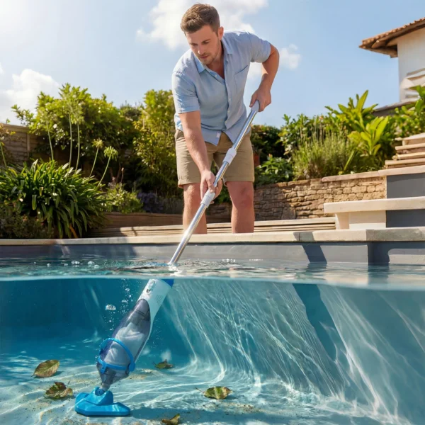 Zwembadreiniger, Draadloze Zwembadstofzuiger Met 63 150 Cm Verstelbare Steel En Borstel Voor Kleine Zwembaden, Jacuzzi's En Vijvers