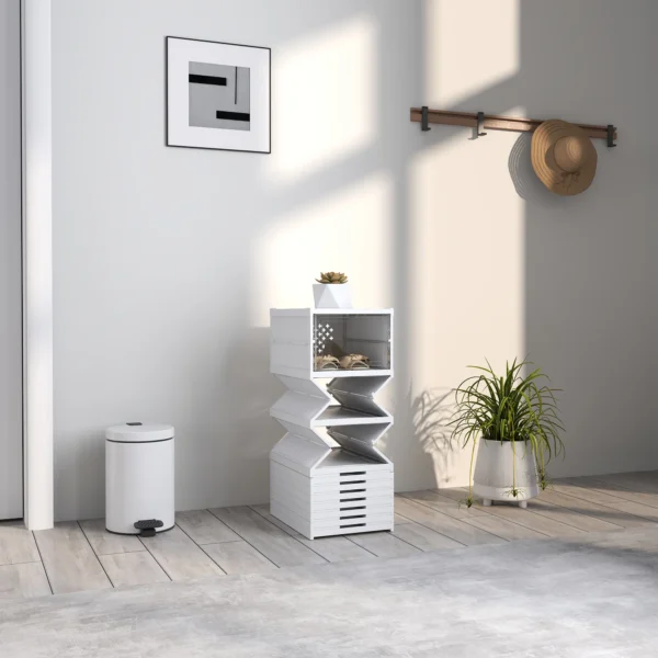 10 traps Schoenenrek, Schoenenkast, Opvouwbaar, Geventileerde Achterkant, Kunststof, Wit