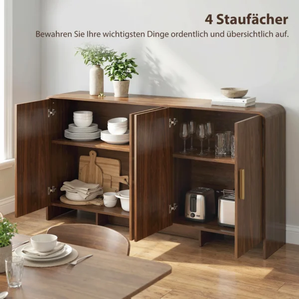 152 Cm Sideboard Buffetkast Met Soft Close Deuren, TV Kast Voor Televisies Tot 72 Inch, Walnootbruin