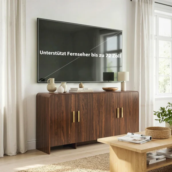 152 Cm Sideboard Buffetkast Met Soft Close Deuren, TV Kast Voor Televisies Tot 72 Inch, Walnootbruin