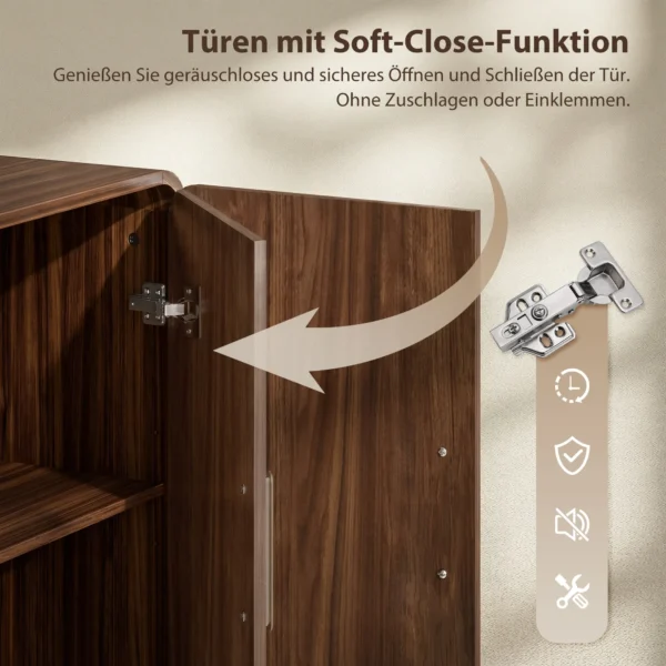 152 Cm Sideboard Buffetkast Met Soft Close Deuren, TV Kast Voor Televisies Tot 72 Inch, Walnootbruin