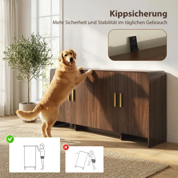 152 Cm Sideboard Buffetkast Met Soft Close Deuren, TV Kast Voor Televisies Tot 72 Inch, Walnootbruin