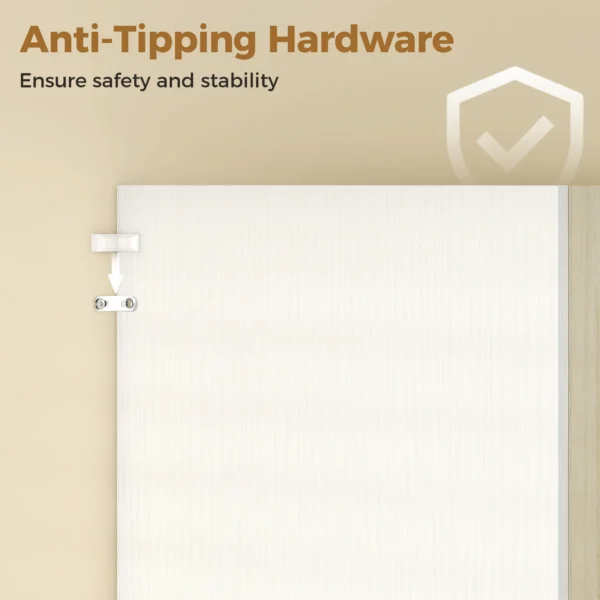 170 Cm Keukenkast, Moderne Kast Met Open Vak, Verstelbare Planken, Natuurhout look