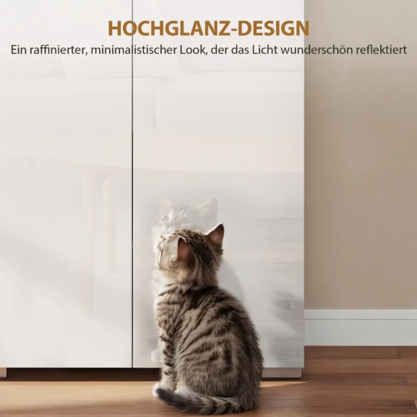 180 Cm Hoge Keukenkast, Voorraadkast Met Soft Close Deuren En Verstelbare Planken, Hoogglans Wit