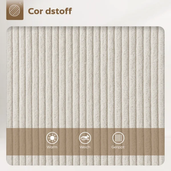 2 delige Set Barkrukken Met Corduroy Bekleding En Stalen Poten, Gestoffeerde Stoelen Voor Keukeneiland, Eetkamer, Crème