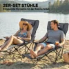 2 delige Set Opvouwbare Campingstoel, Visstoel Met Verstelbare Rugleuning, Voetensteun, Bekerhouder, Hoofdsteun, Donkergrijs