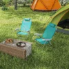 2 delige Set Opvouwbare Campingstoelen Met 6 voudig Verstelbare Netrugleuning Hoofdsteun 62 X 65 X 80 Cm Turquoise