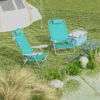 2 delige Set Opvouwbare Campingstoelen Met 6 voudig Verstelbare Netrugleuning Hoofdsteun 62 X 65 X 80 Cm Turquoise