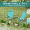 2 delige Set Opvouwbare Campingstoelen Met 6 voudig Verstelbare Netrugleuning Hoofdsteun 62 X 65 X 80 Cm Turquoise