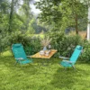 2 delige Set Opvouwbare Campingstoelen Met 6 voudig Verstelbare Netrugleuning Hoofdsteun 62 X 65 X 80 Cm Turquoise