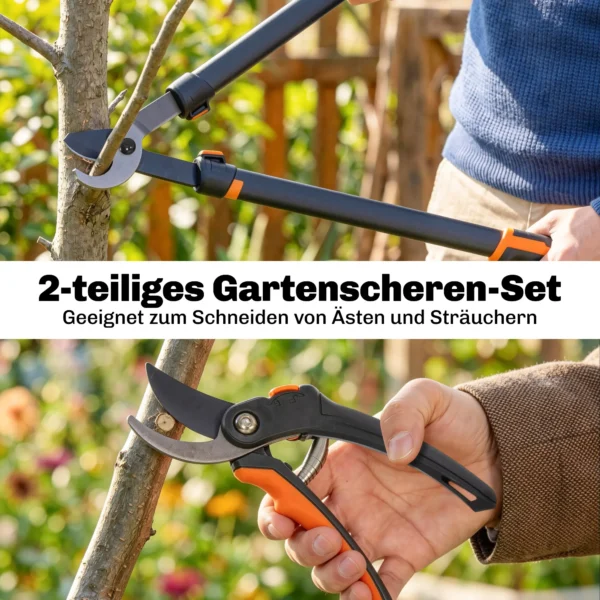 2 delige Tuinschaarset Met Takkenscharen, Boomknippers, Struikverzorgingsset