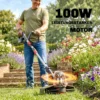 2 in 1 Accu Grastrimmer En Bosmaaier Met 30 Cm Snijbreedte Verstelbare Handvat Kantelbare Motorkop Voor Tuin Hof Zilver