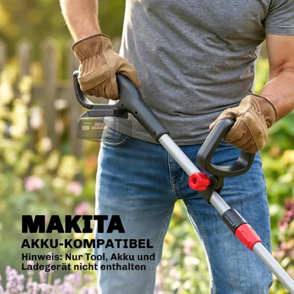 2 in 1 Accu Grastrimmer En Bosmaaier Met 30 Cm Snijbreedte Verstelbare Handvat Kantelbare Motorkop Voor Tuin Hof Zilver