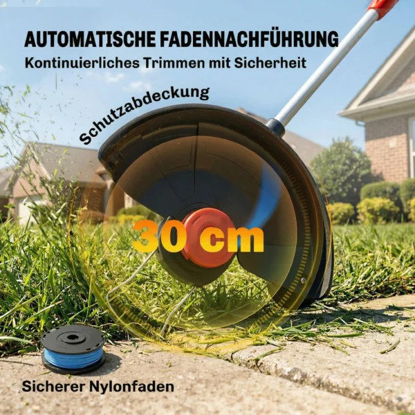 2 in 1 Accu Grastrimmer En Bosmaaier Met 30 Cm Snijbreedte Verstelbare Handvat Kantelbare Motorkop Voor Tuin Hof Zilver