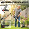 2 in 1 Accu Grastrimmer En Bosmaaier Met 30 Cm Snijbreedte Verstelbare Handvat Kantelbare Motorkop Voor Tuin Hof Zilver