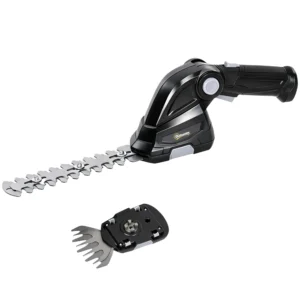 2 in 1 Elektrische Hagen & Struikenschaar Met 2 X 7,2V Oplaadbare 2,0 Ah Batterij, 2 Vervangbare Messen Zwart