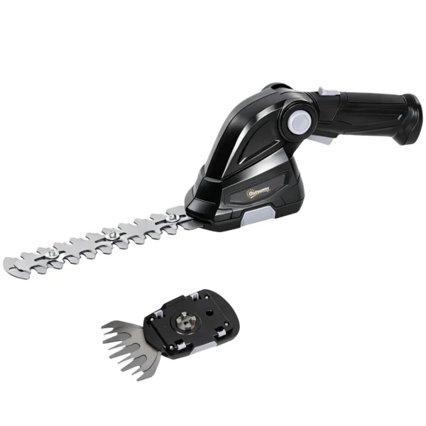 2 in 1 Elektrische Hagen & Struikenschaar Met 2 X 7,2V Oplaadbare 2,0 Ah Batterij, 2 Vervangbare Messen Zwart