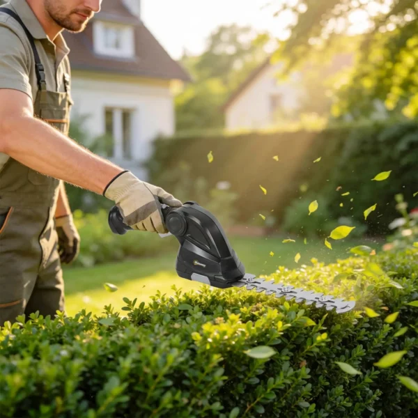 2 in 1 Elektrische Hagen & Struikenschaar Met 2 X 7,2V Oplaadbare 2,0 Ah Batterij, 2 Vervangbare Messen Zwart
