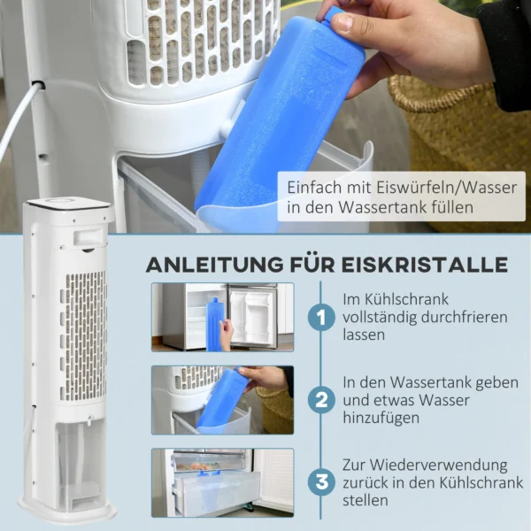 2 In 1 Luchtkoeler Met Waterkoeling 5L Watertank, 12u Timer, Voor 20 ㎡