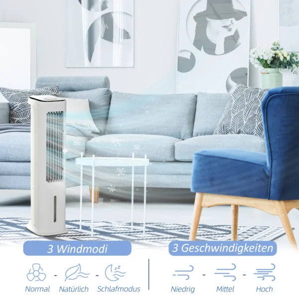 2 In 1 Luchtkoeler Met Waterkoeling 5L Watertank, 12u Timer, Voor 20 ㎡