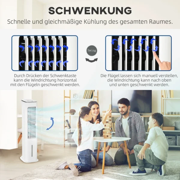 2 In 1 Luchtkoeler Met Waterkoeling 5L Watertank, 12u Timer, Voor 20 ㎡