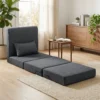2 in 1 Slaapstoel Opvouwbaar Sofa Bed Met Linnenstructuur, Gevoerd Gastenbed Klapstoel, Donkergrijs
