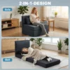 2 in 1 Slaapstoel Opvouwbaar Sofa Bed Met Linnenstructuur, Gevoerd Gastenbed Klapstoel, Donkergrijs