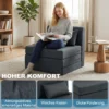 2 in 1 Slaapstoel Opvouwbaar Sofa Bed Met Linnenstructuur, Gevoerd Gastenbed Klapstoel, Donkergrijs