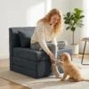 2 in 1 Slaapstoel Opvouwbaar Sofa Bed Met Linnenstructuur, Gevoerd Gastenbed Klapstoel, Donkergrijs