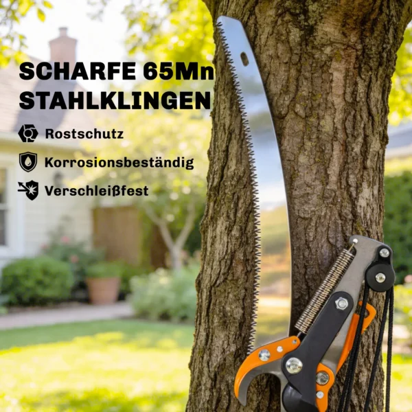2 in 1 Takkenzaag Met Geïntegreerde Takkenschaar, Boomzaag Met Telescoopsteel 135/172/199 Cm Voor Hoge Takken Oranje