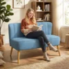 2 zits Bank, Zachte Bekleding, Onderhoudsvriendelijke Hoes, Tot 220 Kg, 117 X 56,5 X 77 Cm, Blauw