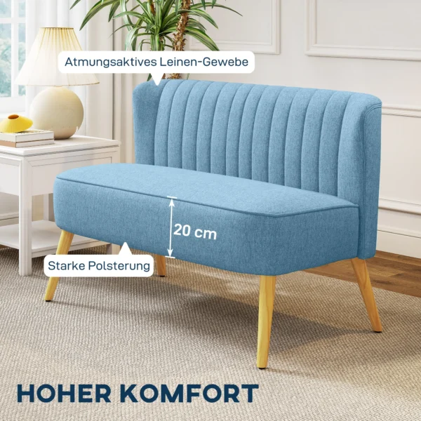 2 zits Bank, Zachte Bekleding, Onderhoudsvriendelijke Hoes, Tot 220 Kg, 117 X 56,5 X 77 Cm, Blauw