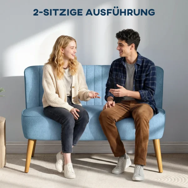 2 zits Bank, Zachte Bekleding, Onderhoudsvriendelijke Hoes, Tot 220 Kg, 117 X 56,5 X 77 Cm, Blauw