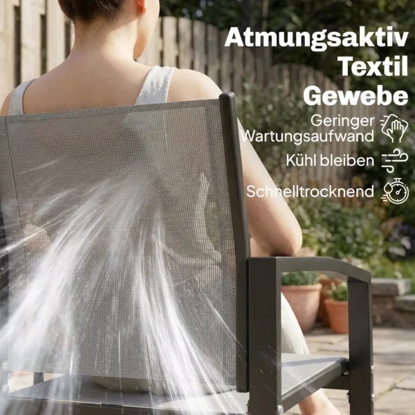 2 zits Tuinbank Met Rug & Armleuningen, 2 traps Glazen Tafel Parkbank 240kg Belastbaar 135 X 67 X 81 Cm Grijs