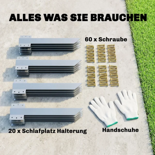 20 pack Spoorbielzen Bevestigingshoeken, 41 Cm Zware Last Verzinkte Stalen Palen Met Schroeven En Handschoenen