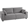 218 Cm 3 zits Bank, Modern Corduroy Bank Met Pocketvering Vulling, Brede Armleuningen En 2 Kussens, Lichtgrijs