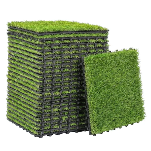22 delige Set Kunstgras Tegels 30x30 Cm Grastegels Met Drainagesysteem, 2m² Kunststof Grastapijt