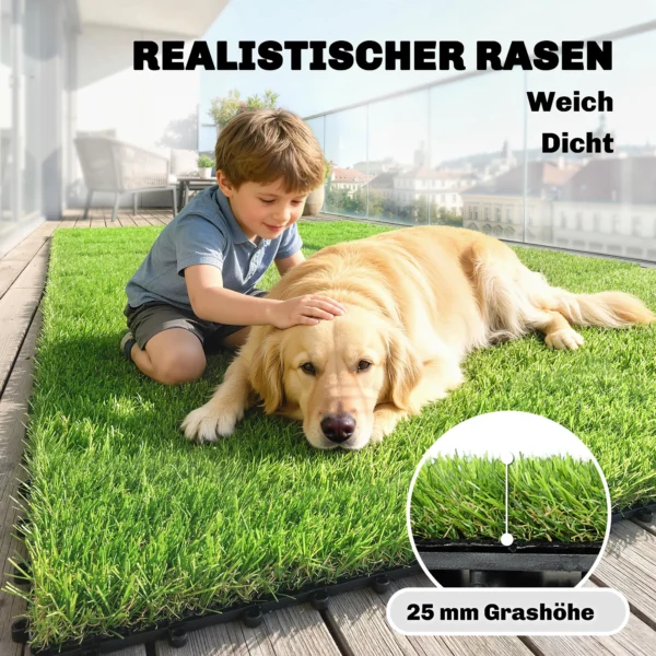 22 delige Set Kunstgras Tegels 30x30 Cm Grastegels Met Drainagesysteem, 2m² Kunststof Grastapijt