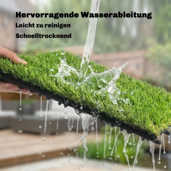 22 delige Set Kunstgras Tegels 30x30 Cm Grastegels Met Drainagesysteem, 2m² Kunststof Grastapijt