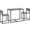 3 delige Bartafel Set Hoge Tafel Set 3 delig, 2 Stoelen, 1 Tafel, 90 Cm X 47 Cm X 76 Cm, Grijs