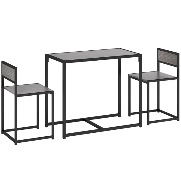 3 delige Bartafel Set Hoge Tafel Set 3 delig, 2 Stoelen, 1 Tafel, 90 Cm X 47 Cm X 76 Cm, Grijs